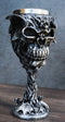 Gothic Vampire Bat Skull With Bats Cave Tower And Celtic Knotwork Wine Goblet