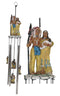 Western Indian Chief With Roach Next To Chieftess And Baby Family Wind Chime