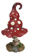 Enchanted Fairy Garden Red White Spotted Crooked Toadstool Mushroom Figurine 9"H