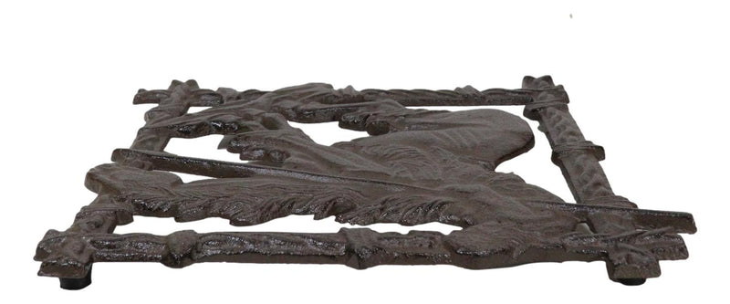 Rustic Western Native Indian Warrior End Of Trail Cast Iron Wall Trivet Decor
