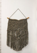 Bohemian Chic Hand Woven Wool Macrame Tapestry With Tassels 26"X37" Wall Decor