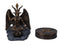 Wicca Occult Sabbatic Goat Baphomet Sitting On Globe Round Coaster Figurine Set