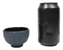 Dark Gray Ridged Lines Japanese Tetsubin Style Cast Iron Tea Cups Set of 4