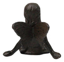 Cast Iron Sitting Whimsical Fairy With Bird On Her Feet Small Sculpture 5.75"L