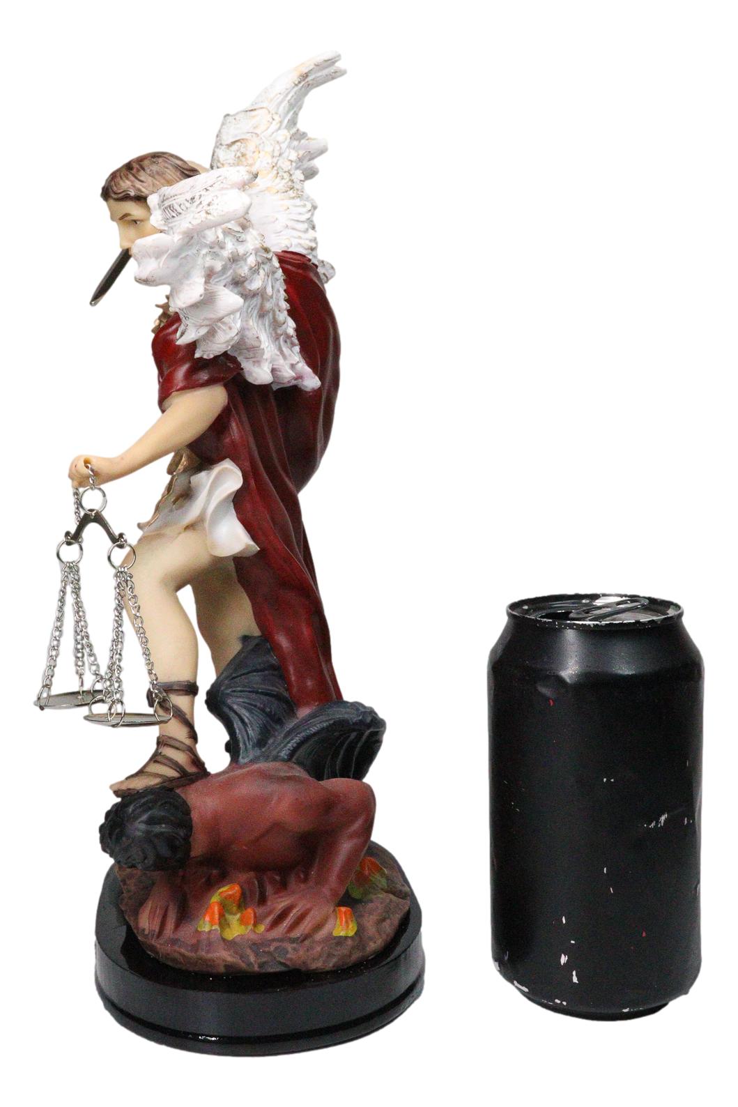 Archangel Saint Michael Trampling Satan With Sword and Scales of Justice Statue