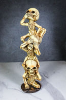 See Hear Speak No Evil Skeleton Figurine Stacked Acrobatic Gothic Wise Skeletons