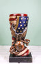 Patriotic USA Military Bald Eagle With American Flag Globe Flower Vase Planter