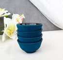 Navy Blue Textured Japanese Tetsubin Style Cast Iron Mini Tea Cups Set of 4