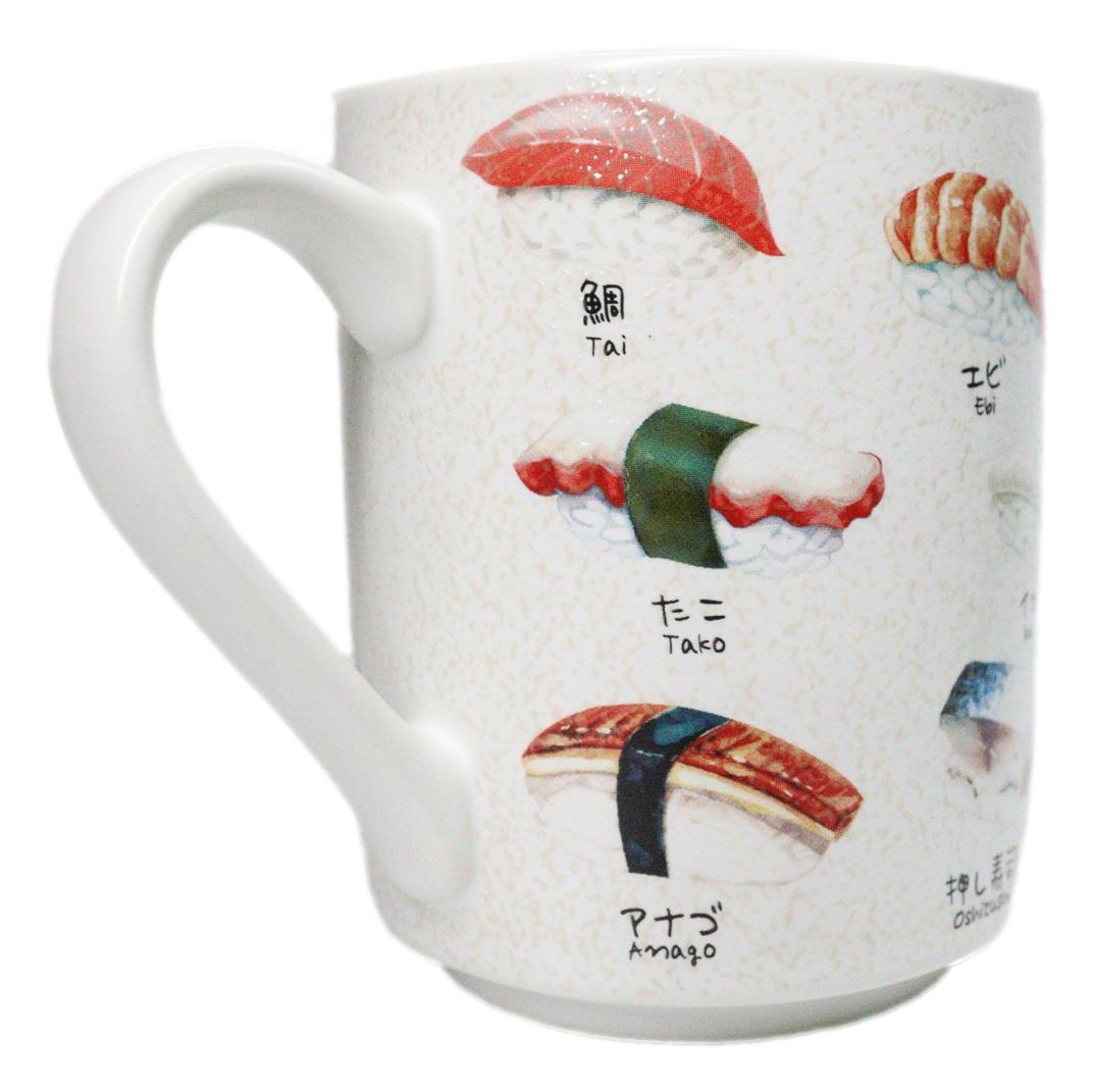 Japanese Icons Colorful Sushi Sashimi Rolls Textured Ergonomic Mug Cup 11oz