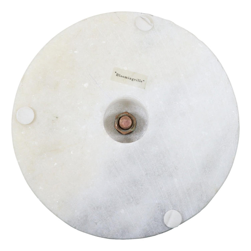 Natural Round White Marble With Copper Tone Metal Rod Modern Paper Towel Holder
