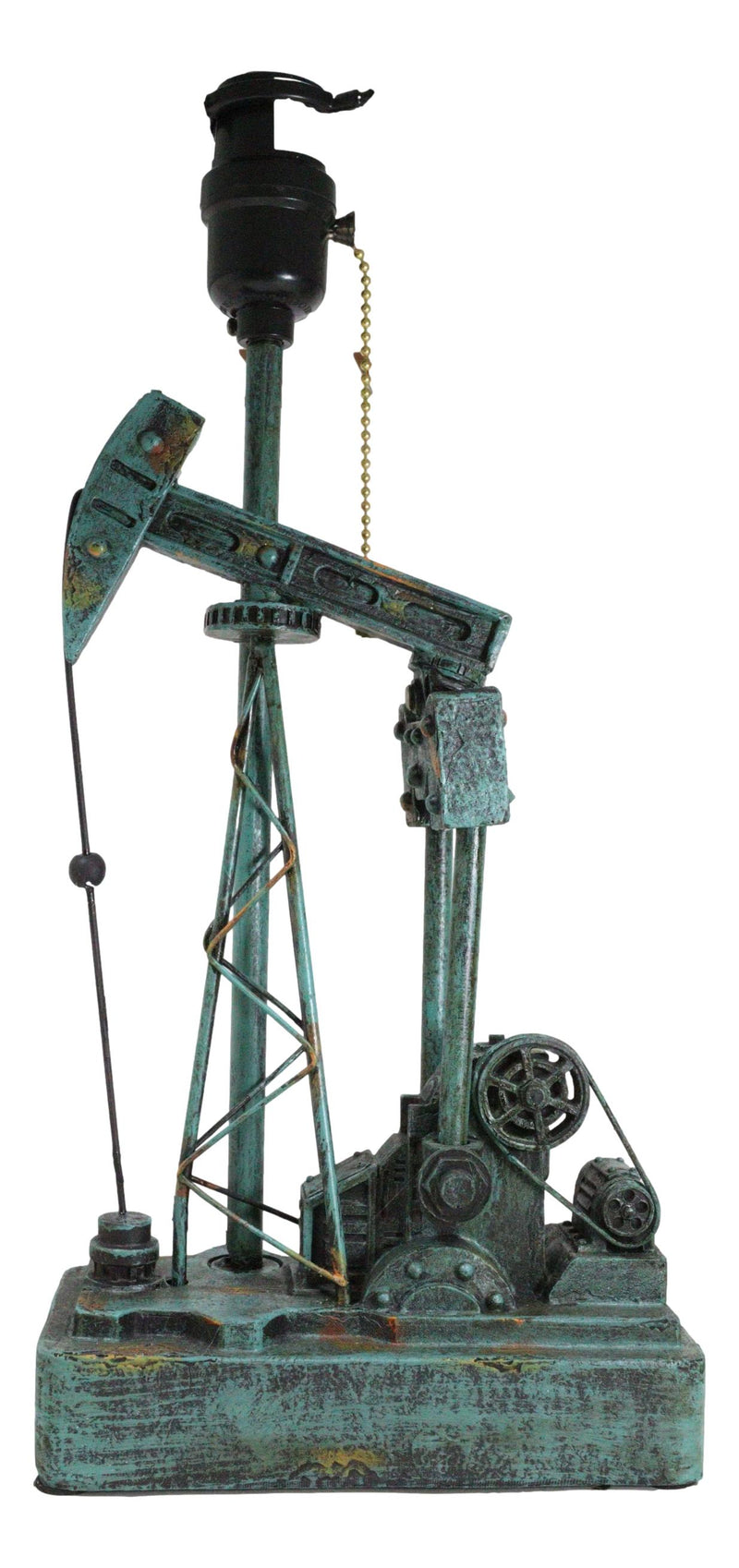 Rustic Western Nodding Donkey Pumpjack Oil Derrick Rig Sculptural Table Lamp