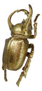 Medium Gold Resin 3 Horned Rhinoceros Beetle Wall Decor Or Tabletop Figurine
