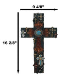 Rustic Western Layered Crosses Fleur De Lis Cowboy Turquoise Tooled Wall Cross
