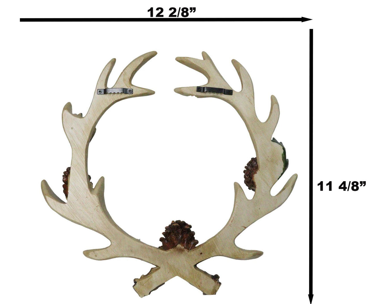 Antler Wreath Wall Decor with Pinecones Rustic Deer Antler Crown Cabin Lodge