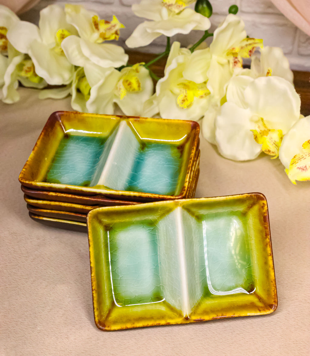 Condiment Partition Pack Of 6 Midori Kannyu Ceramic Double Partition Sauce Condiment Dishe ...