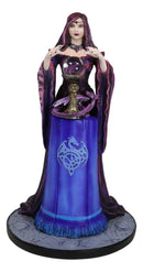 Fantasy Myths Legends Dragon Sorceress Witch With Scrying Crystal Ball Figurine