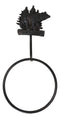 Cast Iron Rustic Cabin Bathroom Black Bear By Pine Trees Hand Towel Ring Holder