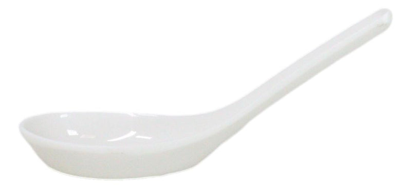 Contemporary High Gloss White Melamine Asian Soup Spoons Pack Of 12 Set