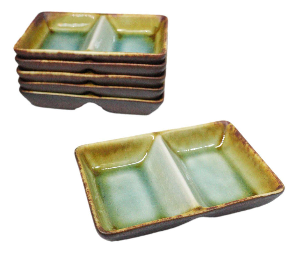 Condiment Partition Pack Of 6 Midori Kannyu Ceramic Double Partition Sauce Condiment Dishe ...