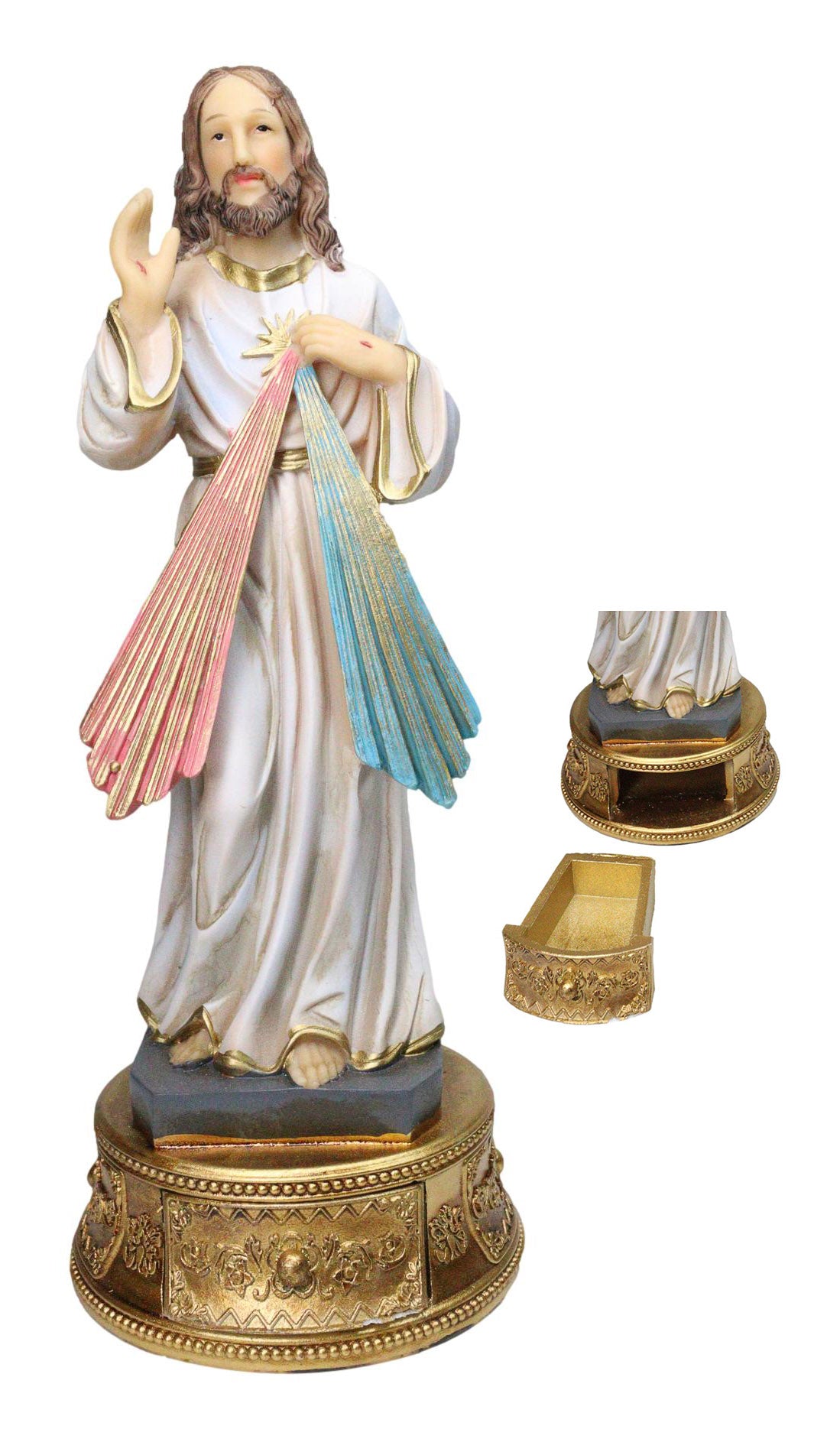 Catholic Christian Divine Mercy of Jesus Christ With Rosary Drawer Box Figurine - Ebros Gift