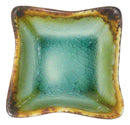Pack Of 6 Green Midori Kannyu Porcelain Wavy Square Shaped Sauce Dishes 3oz