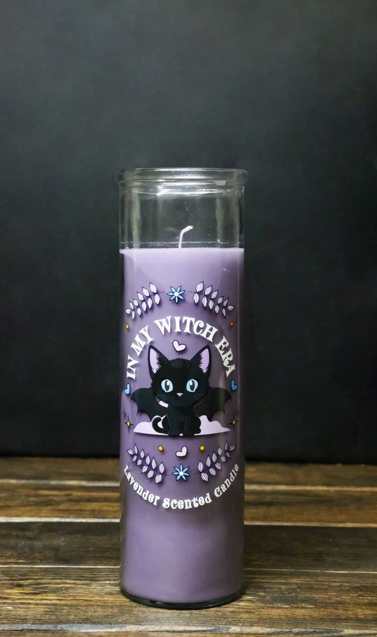 Halloween Magic Of Whiskers and Wings Lavender Scented Black Cat Tube Candle