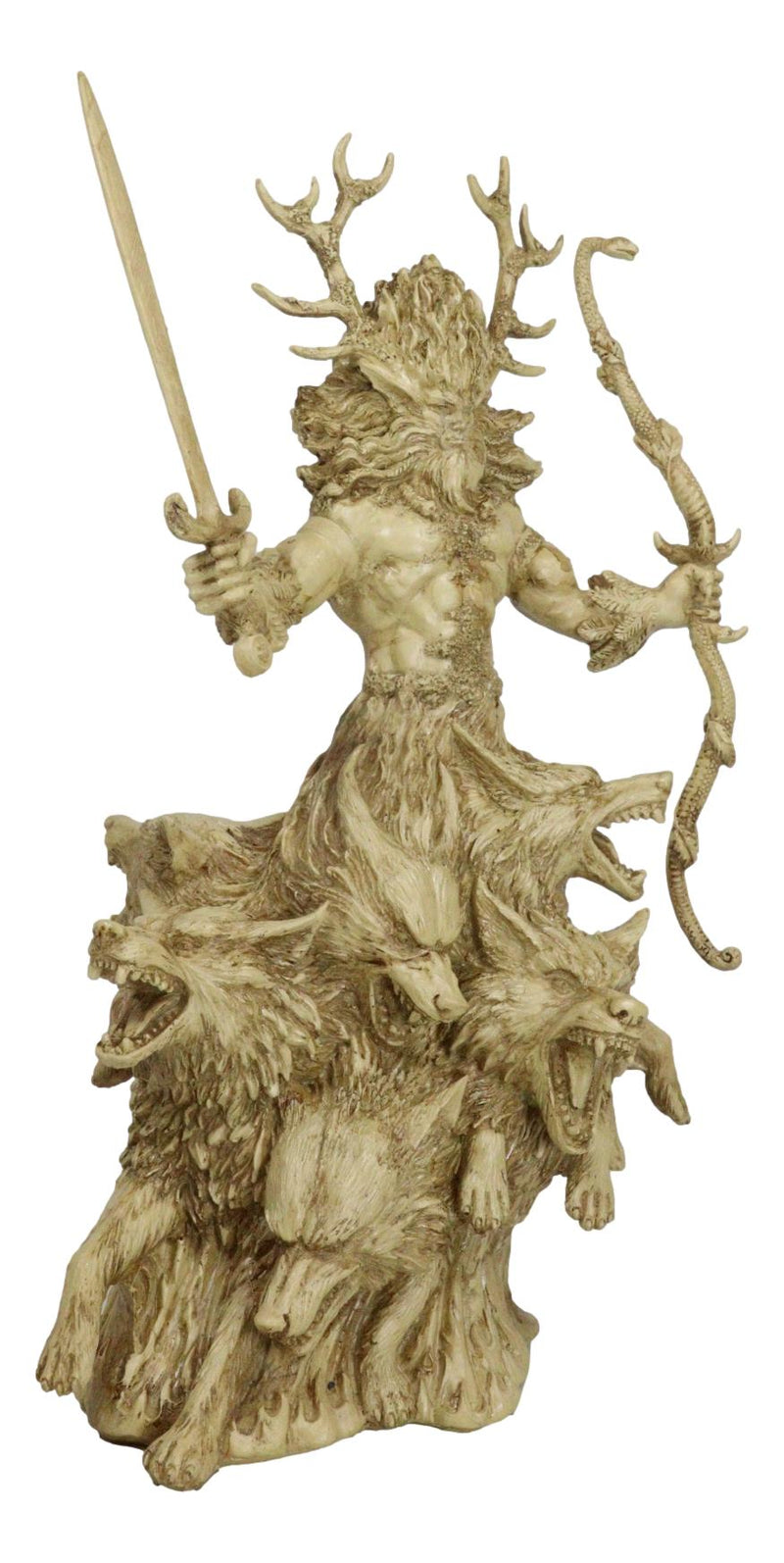 Wiccan Celtic Horned God Of Fertility Cernunnos With Sword Cobra Foxes Figurine