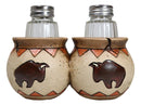 Western Native American Buffalo Bison Canister Jars Salt Pepper Shakers Holder