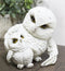 Whimsical 2 White Snowy Mother Owl And Owlet Nesting Figurine Owls Family