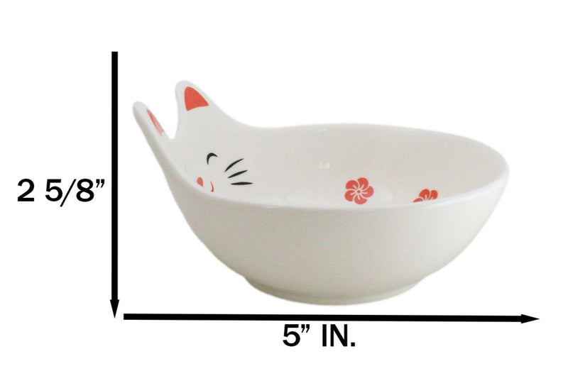 Pack Of 4 Maneki Neko Lucky Cat Small 4.75" D Appetizer Coupe Plate Dish Bowls