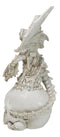 Ossuary Macabre Skeleton Bone Dragon Perching On Gothic White Skull Figurine