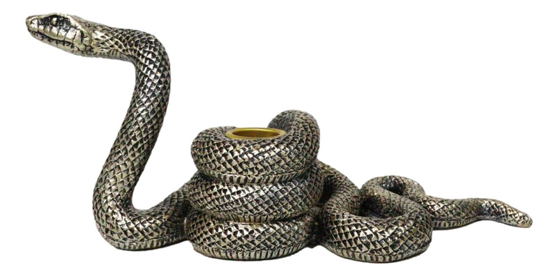 Witchcraft Sorcery Dark Magic Coiled Serpent Snake Taper Candleholder Figurine