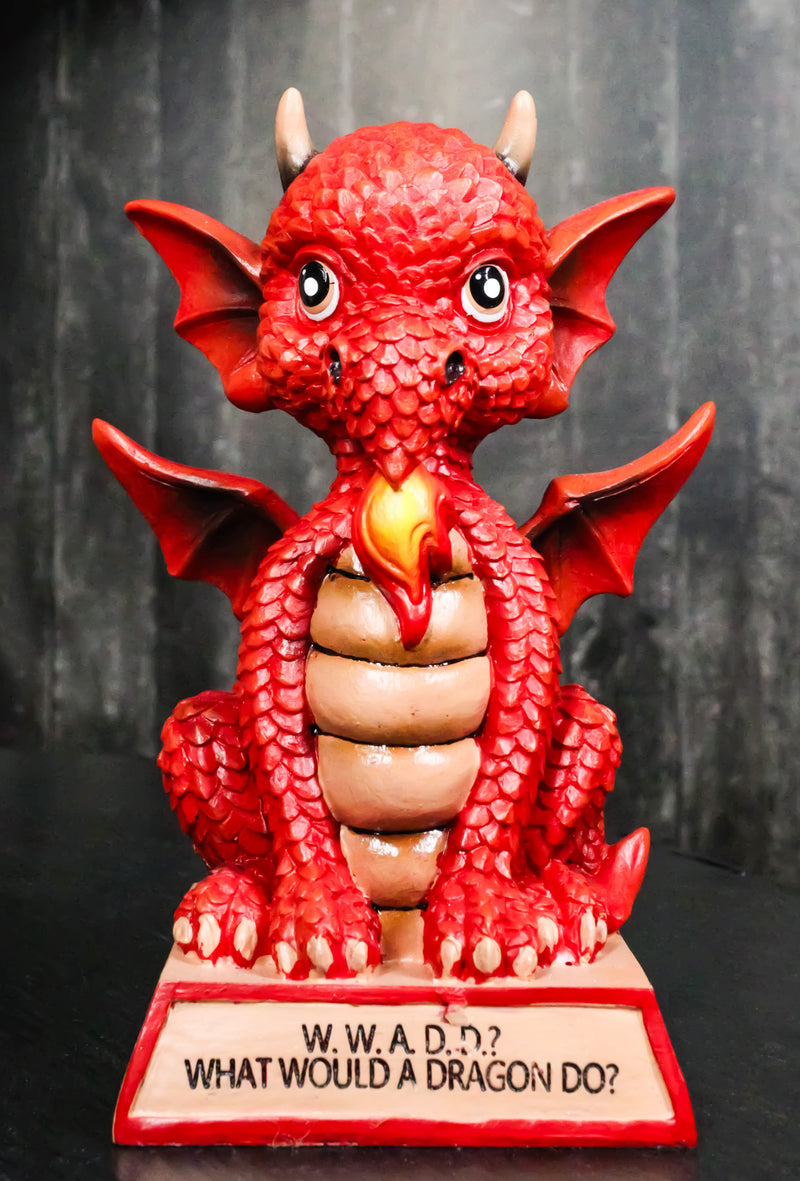 Fantasy Red Fire Koan Cartoon Chibi Dragon Figurine What Would A Dragon Do?