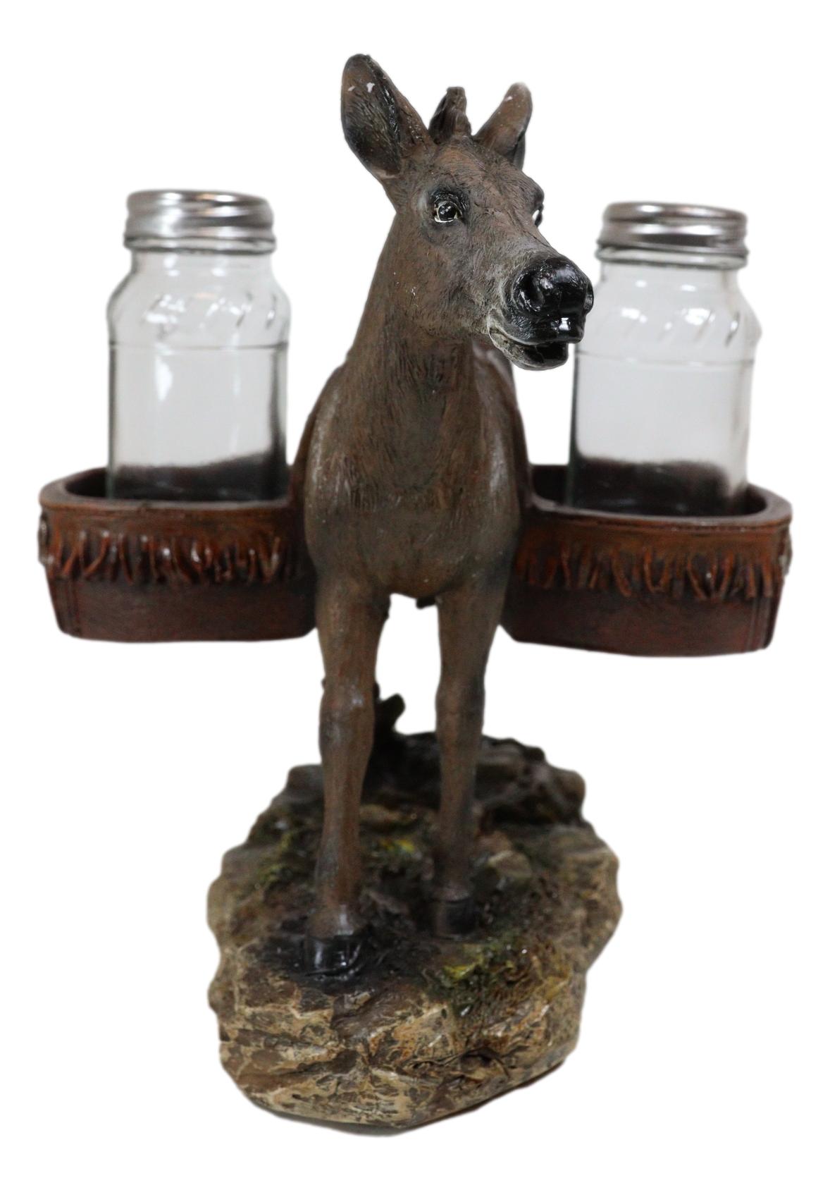 Western Country Mule Donkey Ass Carrying Saddlebags Salt Pepper Shakers Holder