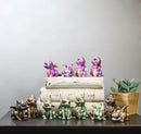Set of 12 Metallic Purple Green & Black Mini Cyborg Steampunk Dragon Figurines