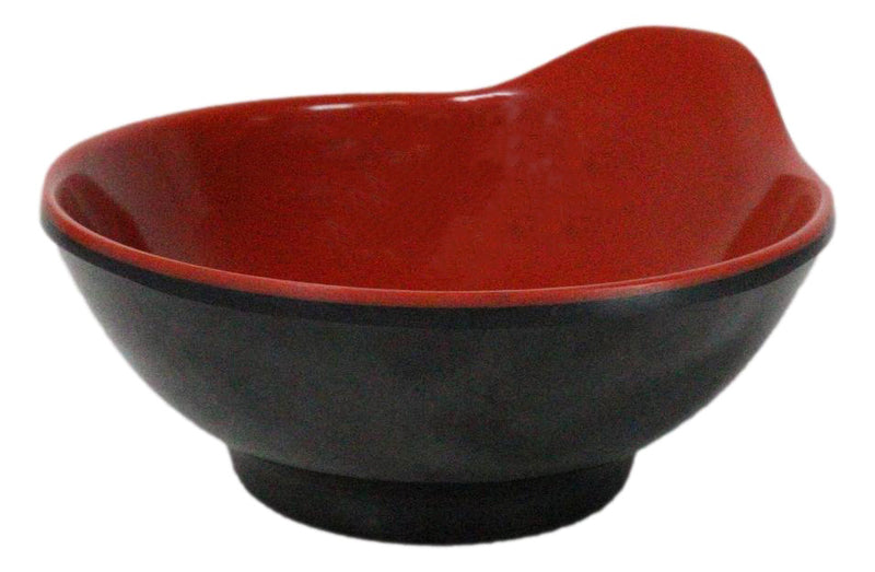 Pack Of 6 Red And Black Melamine Small Soup Salad Rice Bowls With Handle 5"L