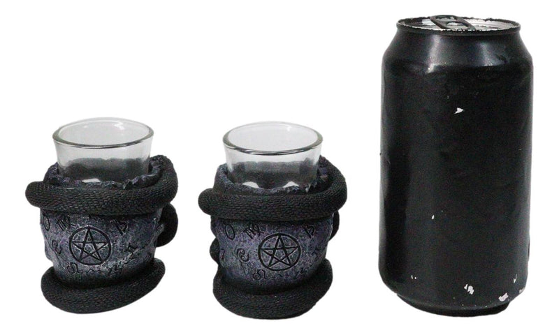Set Of 2 Ossuary Gothic Pentagram Slitherin Skull And Serpent Snake Shot Glasses