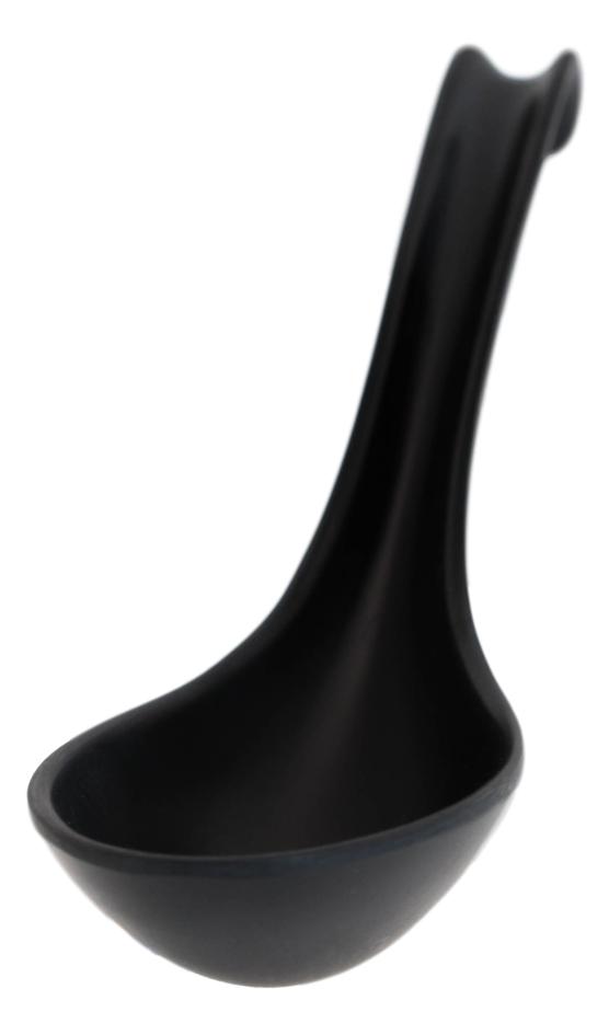 Pack Of 6 Matte Black Melamine Asian Noodle Soup Spoons With Ladle Hook Ends