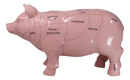 Large Ceramic Rustic Country Farmhouse Pink Pig Pork Butcher Chart Figurine