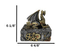 Steampunk Dragon Trinket Box Faux Gears & Pipes Clockwork Mechanical Sculpture