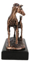 Rustic Western 2 Strolling Mare And Foal Equine Horses In Bronzed Resin Statue