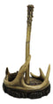 Rustic Forest Stag Deer Antler Bone On Wood Slice Base Paper Towel Holder