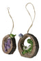 Pack of 2 Whimsical Green Purple Dragons With Birds In Tree Ring Decor Ornaments