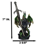 Green Druid Dragon With Celtic High Cross & Gothic Sword Letter Opener Figurine