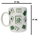 Set Of 2 Green White Chinese Mahjong Character Tiles Ceramic Mug Cups 11oz