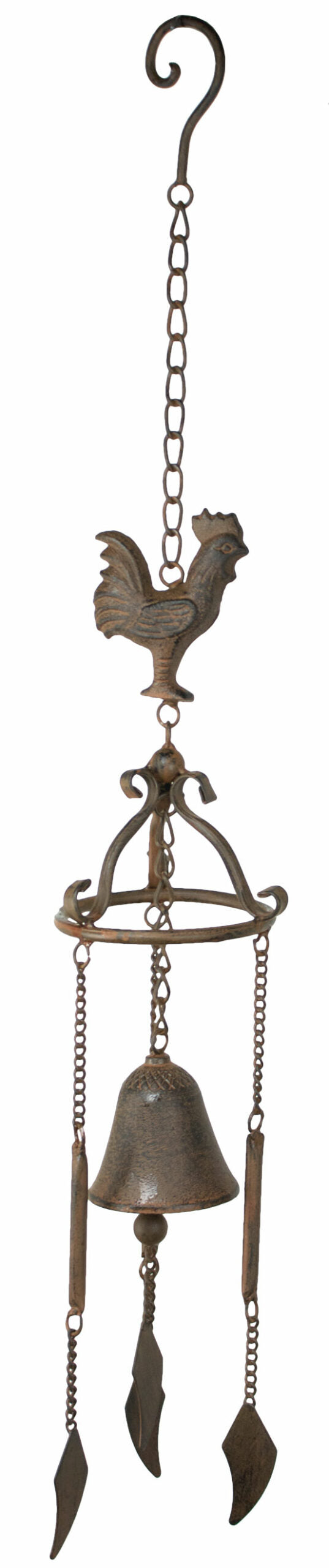 Chicken Ringing Bell Cast Iron Rustic Chicken Rooster Hanging Garden Patio Bell Wind Chime ...