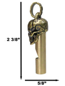 Solid Brass Polished Gold Finish Ghost Skull Head Death Whistle With Ring