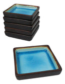Set Of 6 Blue Sky Aozora Kannyu Ceramic Square Condiment Sauce Dishes 2oz