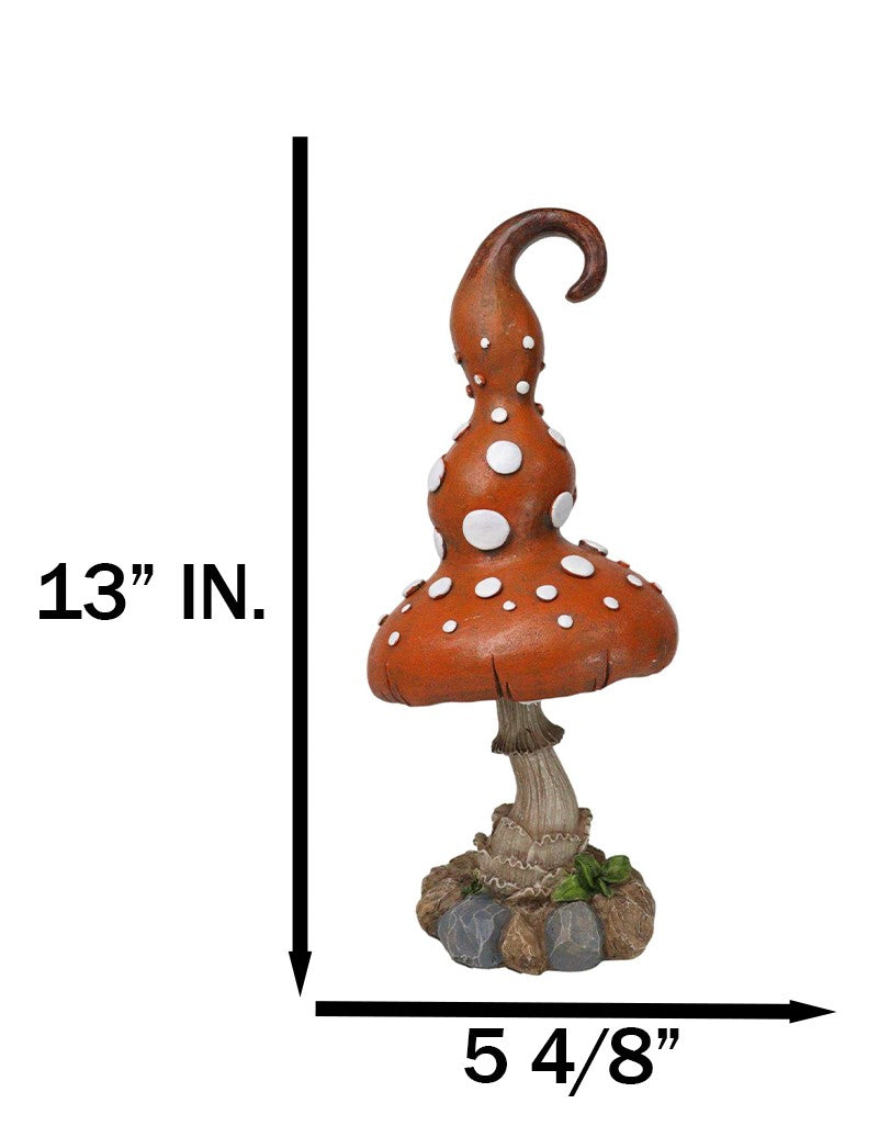 Enchanted Fairy Garden Giant White Spotted Toadstool Mushroom Figurine 13" H
