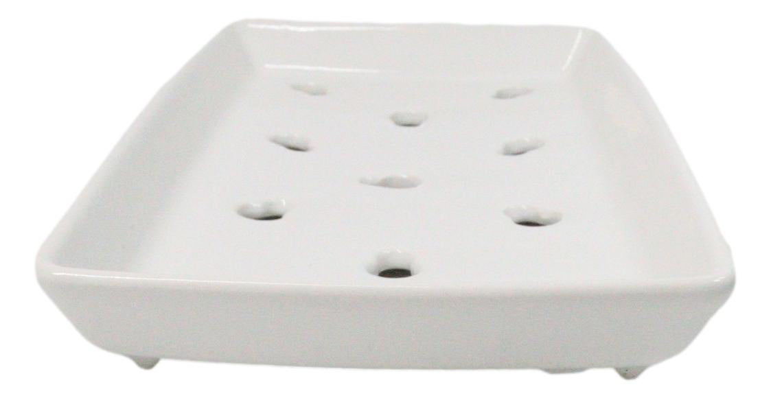 Pack Of 6 Ceramic White Neta Zara Sushi Case Plates With Drip Holes 9" By 5"